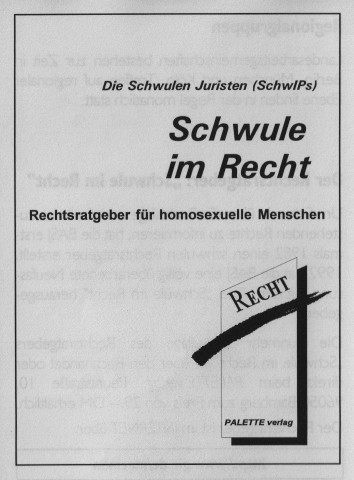 Buchtitel "Schwule im Recht"; Link zur Unterseite "aktuelle Stellungnahmen"